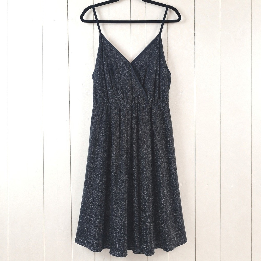 Black Sparkle‎ Surplice V-Neck Sleeveless Cocktail Party Dress with Straps